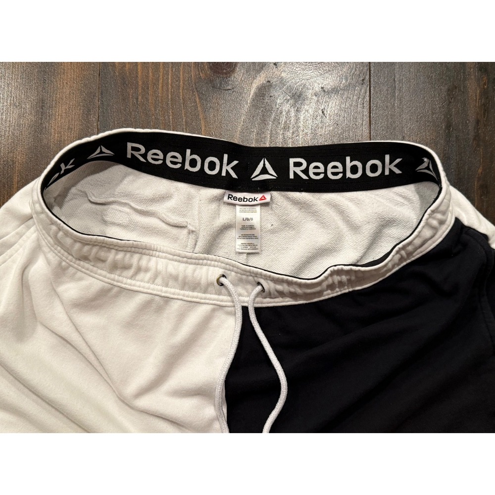 Reebok Mens Colorblock Sweat Shorts Black White Grey Large - Picture 3 of 8